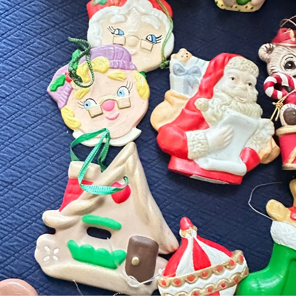 Vintage lot of 20 Handpainted ceramic Christmas ornaments